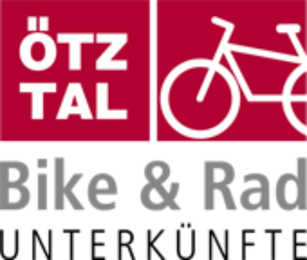 Logo mit dem Schriftzug „ÖTZTAL“ und dem Fahrradsymbol über dem Schriftzug „Bike & Rad“. Farbschema: Rot und Weiß.